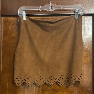 Brown Suede Mini Skirt